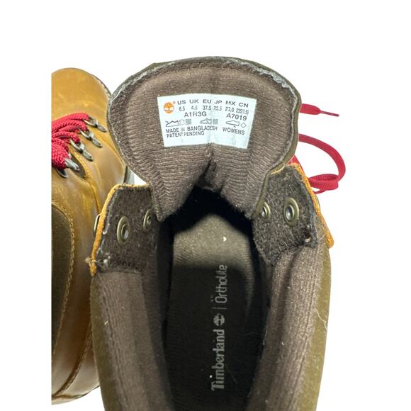 Timberland Women's Boots - Caramel Brown / Red Laces - Size 6.5 - Picture 5 of 5